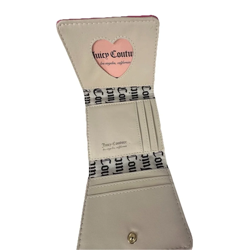 Juicy Couture Pink Mini Envelope Wallet Heart Charm Keychain Trifold NWT